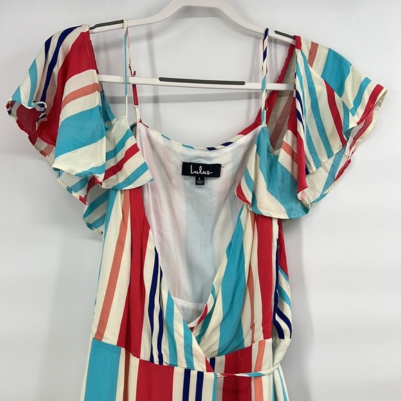 Lulus stripe colorful wrap dress size large - Picture 4 of 9